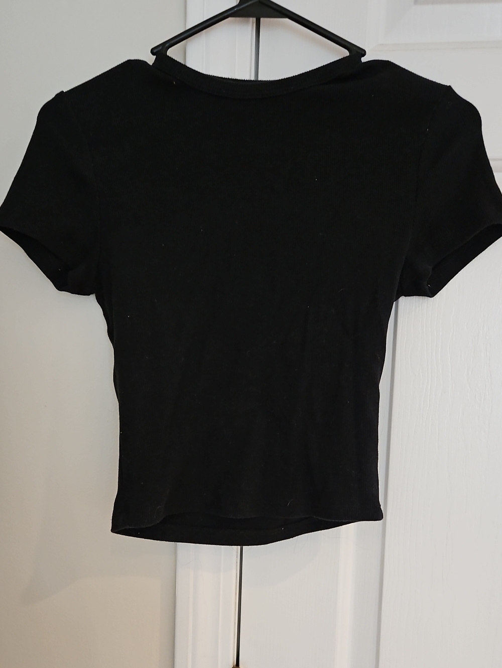 Abercrombie And Fitch Essentials Ribbed Baby Tee Crewneck Black Medium M